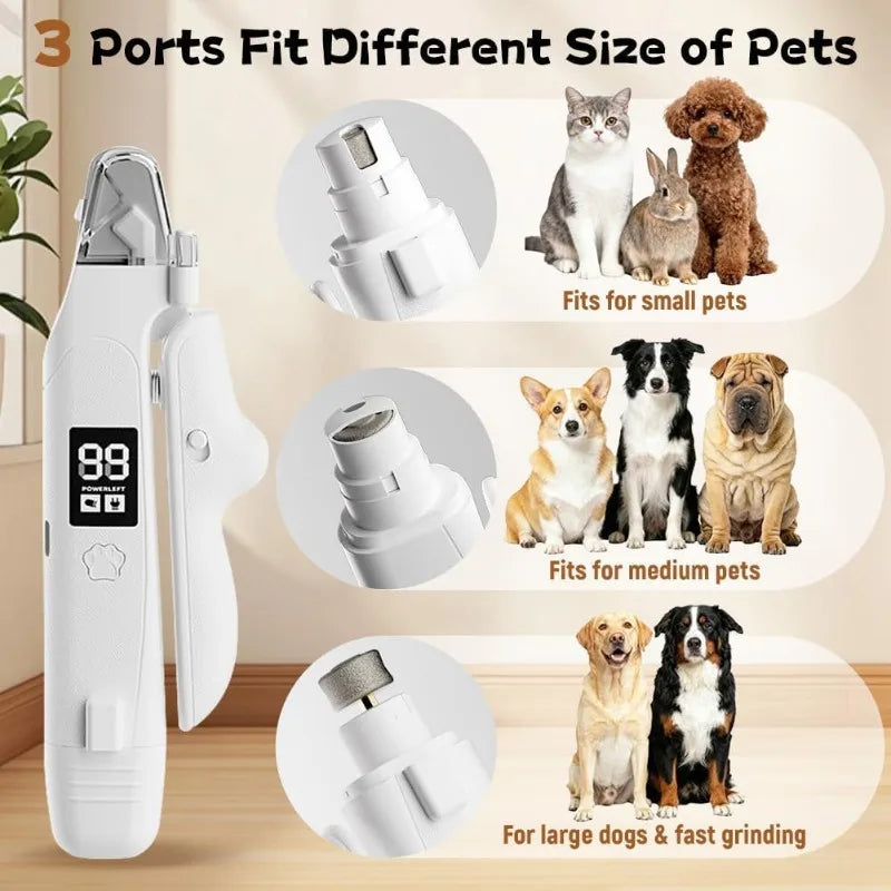 Silent Pet Nail Clipper with LED Grinder 2 in 1 