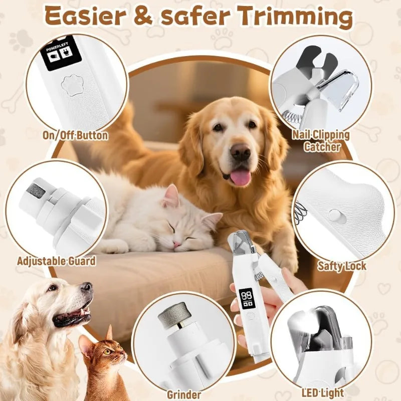 Silent Pet Nail Clipper with LED Grinder 2 in 1 