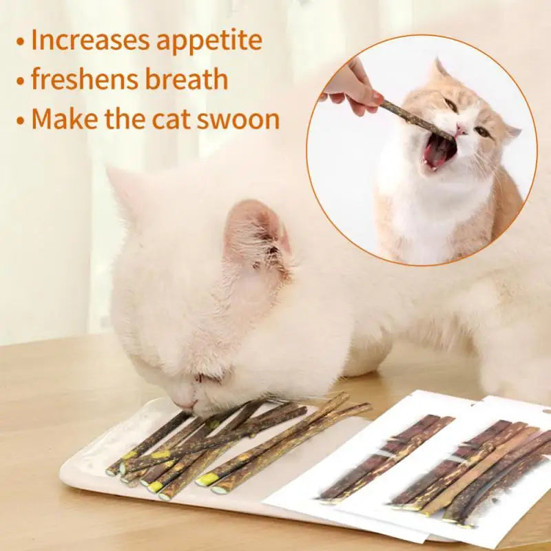 100Pcs/Lot Natural Matatabi Pet Cat Snacks Sticks Cleaning Tooth 