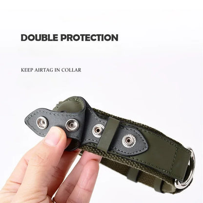 Loudik Wholesale Soft Leather Puppy Collar for Airtag Tracker Pet Collar Dog Leash Medium Large Dog Pet Supplies Accessories