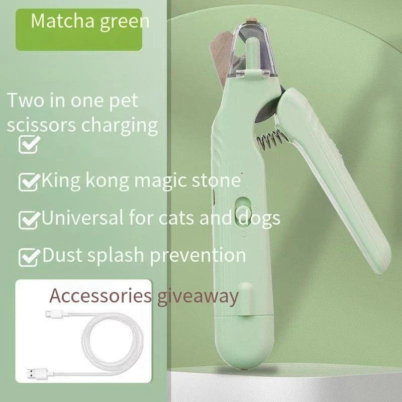 Silent Pet Nail Clipper with LED Grinder 2 in 1 