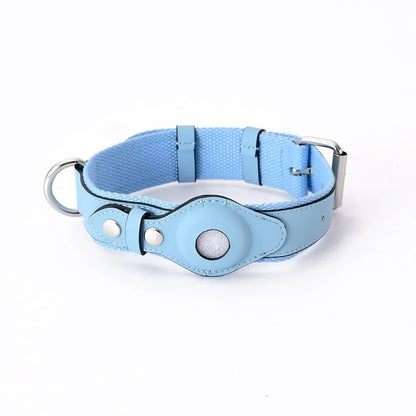 Loudik Wholesale Soft Leather Puppy Collar for Airtag Tracker Pet Collar Dog Leash Medium Large Dog Pet Supplies Accessories