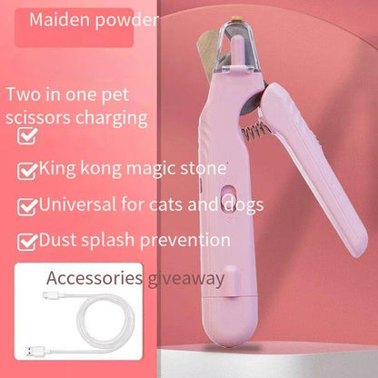 Silent Pet Nail Clipper with LED Grinder 2 in 1 