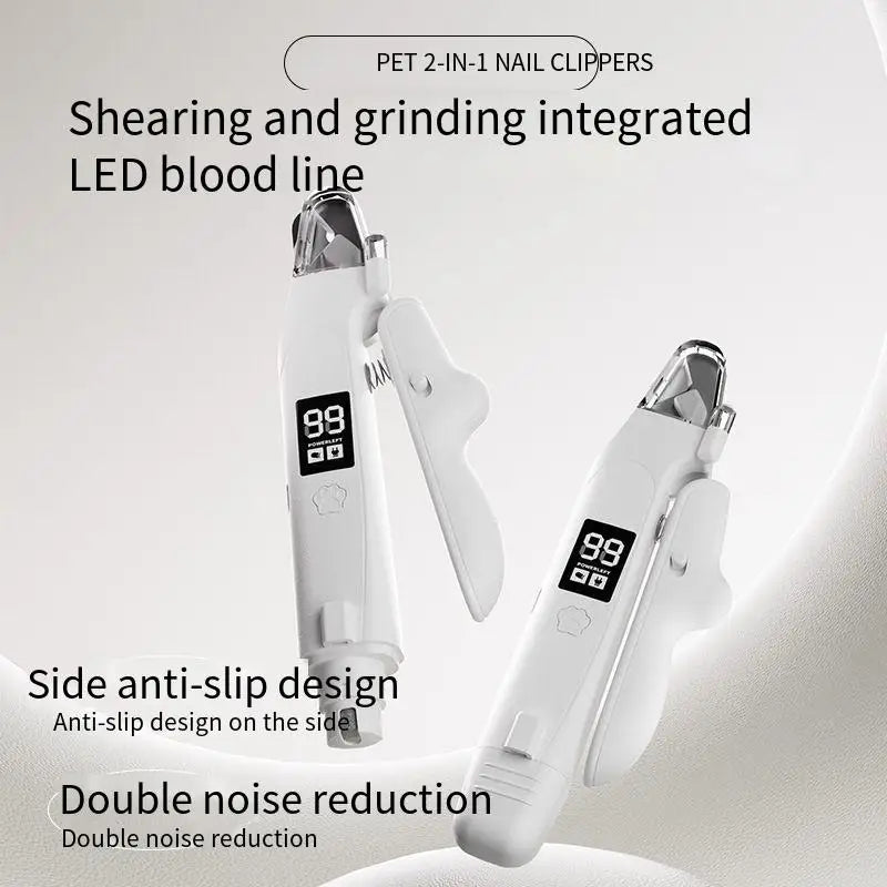 Silent Pet Nail Clipper with LED Grinder 2 in 1 