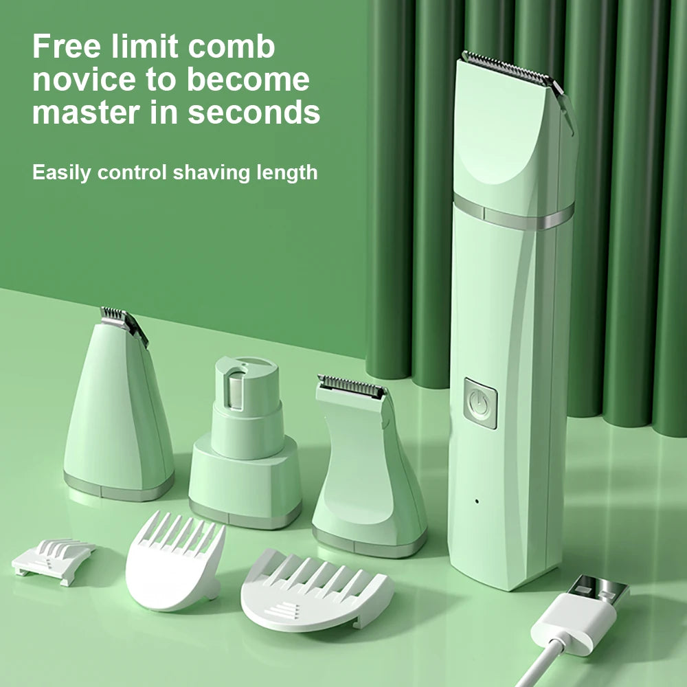 Dog Clipper Cat Hair Clippers Pet Grooming Haircut Nail Trimmer Set 4 in 1 Cordless Rechargeable Professional Pet Grooming Tool