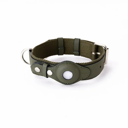 Loudik Wholesale Soft Leather Puppy Collar for Airtag Tracker Pet Collar Dog Leash Medium Large Dog Pet Supplies Accessories