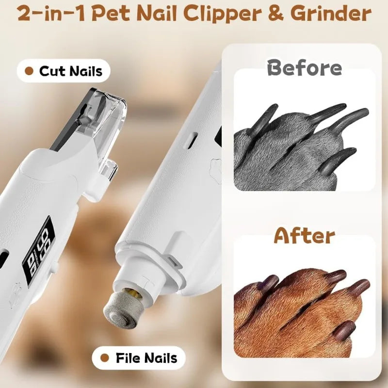 Silent Pet Nail Clipper with LED Grinder 2 in 1 