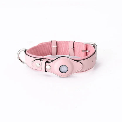 Loudik Wholesale Soft Leather Puppy Collar for Airtag Tracker Pet Collar Dog Leash Medium Large Dog Pet Supplies Accessories