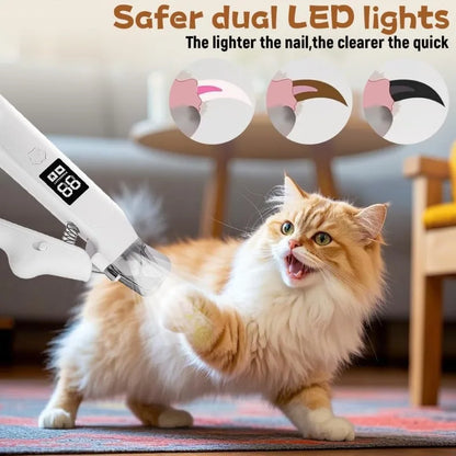 Silent Pet Nail Clipper with LED Grinder 2 in 1 