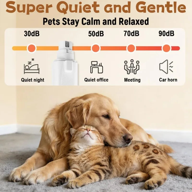 Silent Pet Nail Clipper with LED Grinder 2 in 1 